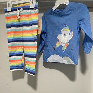 FIRST IMPRESSIONS UNISEX PASSION BLUE SKI BEAR & JOGGER 2-PC SET 12-MONTHS